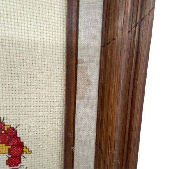 Boy And Dog Cross Stitch Vtg Handmade Multicolor Decorative Art 14"x12" - Picture 5 of 12